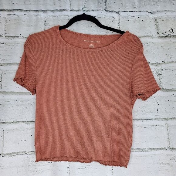 American Eagle short sleeve cropped stretchy shirt - Picture 1 of 6